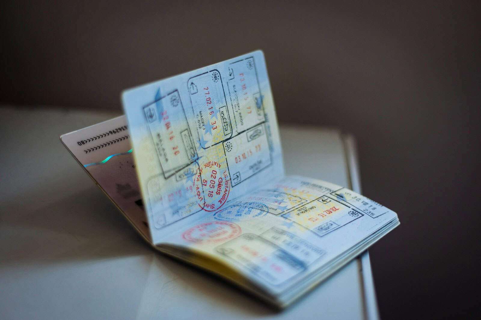 passport book on a table